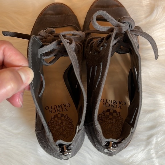 Vince Camuto Gray Open Toe Lace Shoes - Picture 9 of 14